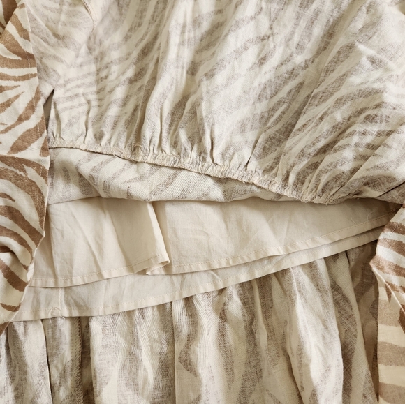 Bardot Nala Midi Dress In Beige Tiger Linen NWT Size XL/10 - Picture 4 of 11